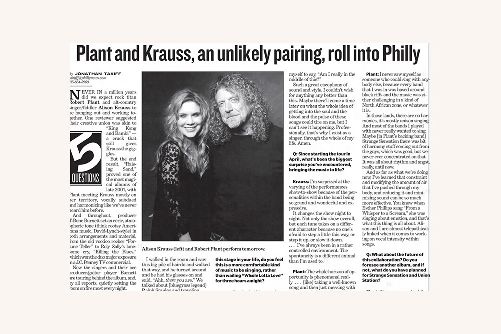 Plant Krauss Interview Philadelphia Daily News 2008