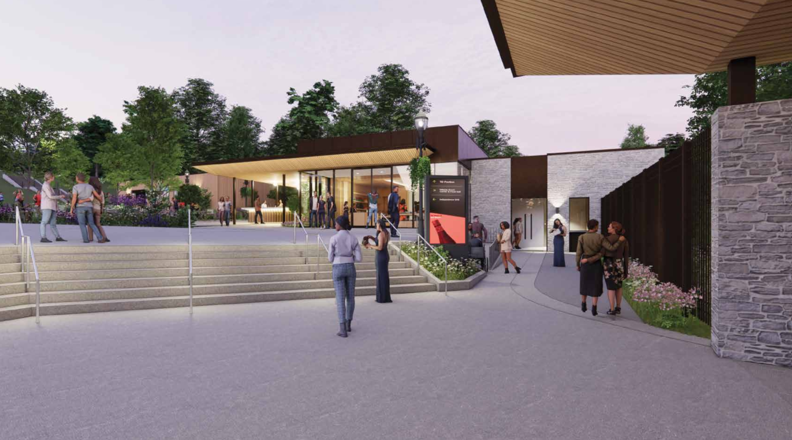 Plaza with view of Welcome Center