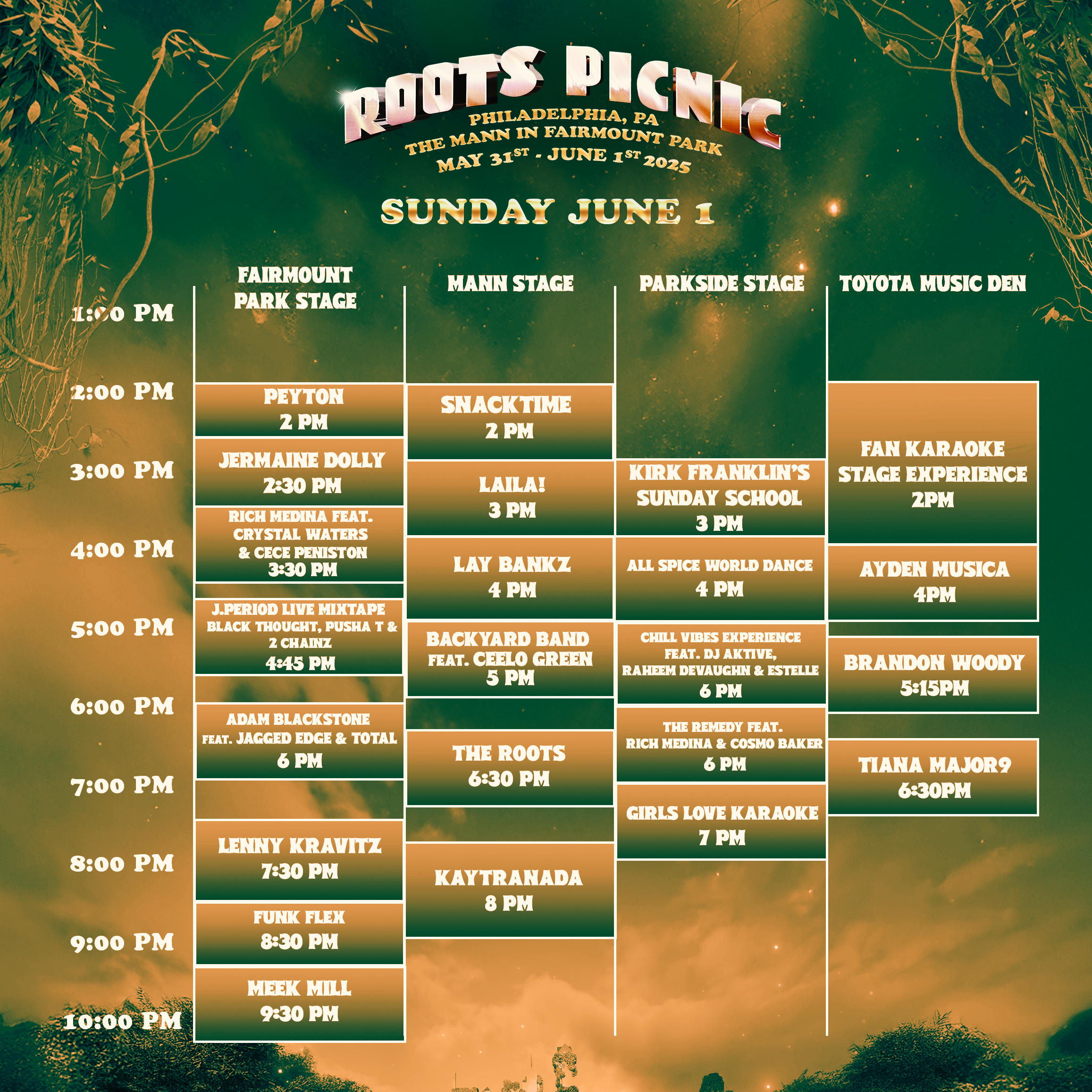Roots 2025 Sunday Set Times