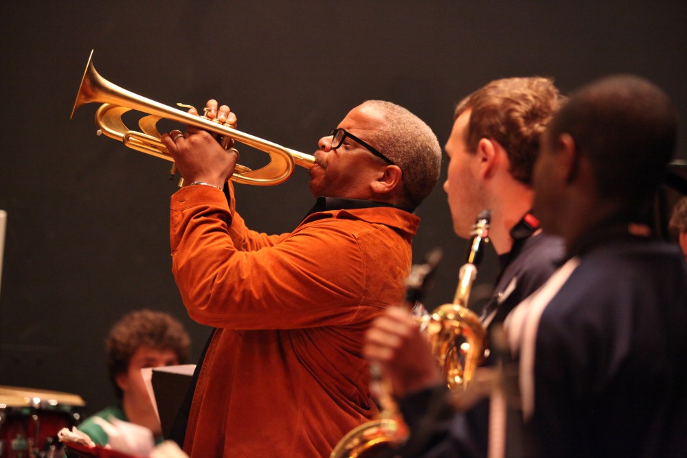 Terence Blanchard demonstrates on the trumpet