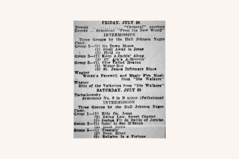 Hall Johnson Choir Program, 1931