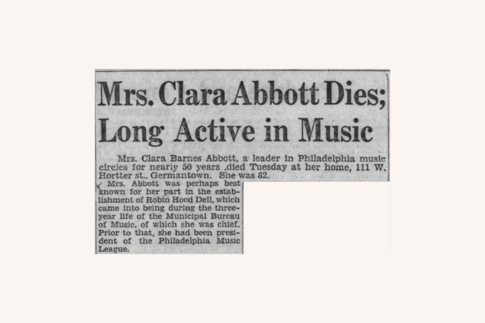 Detail from Clara Barnes Abbott obituary