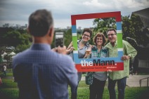 Guests using the Mann photo frame